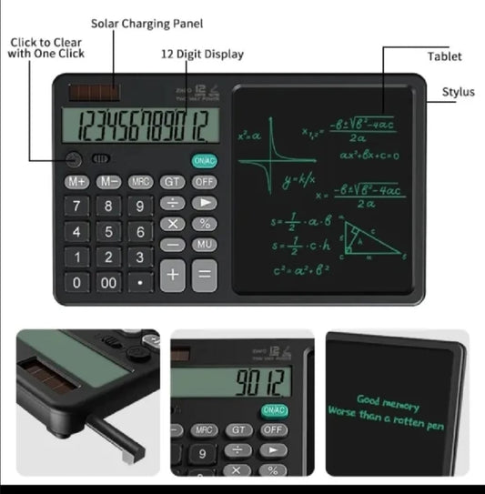 2-in-1 Calculator with LED Writing Tablet – Dual-Function Office & School Gadget | Portable & Eco-Friendly |Random Color