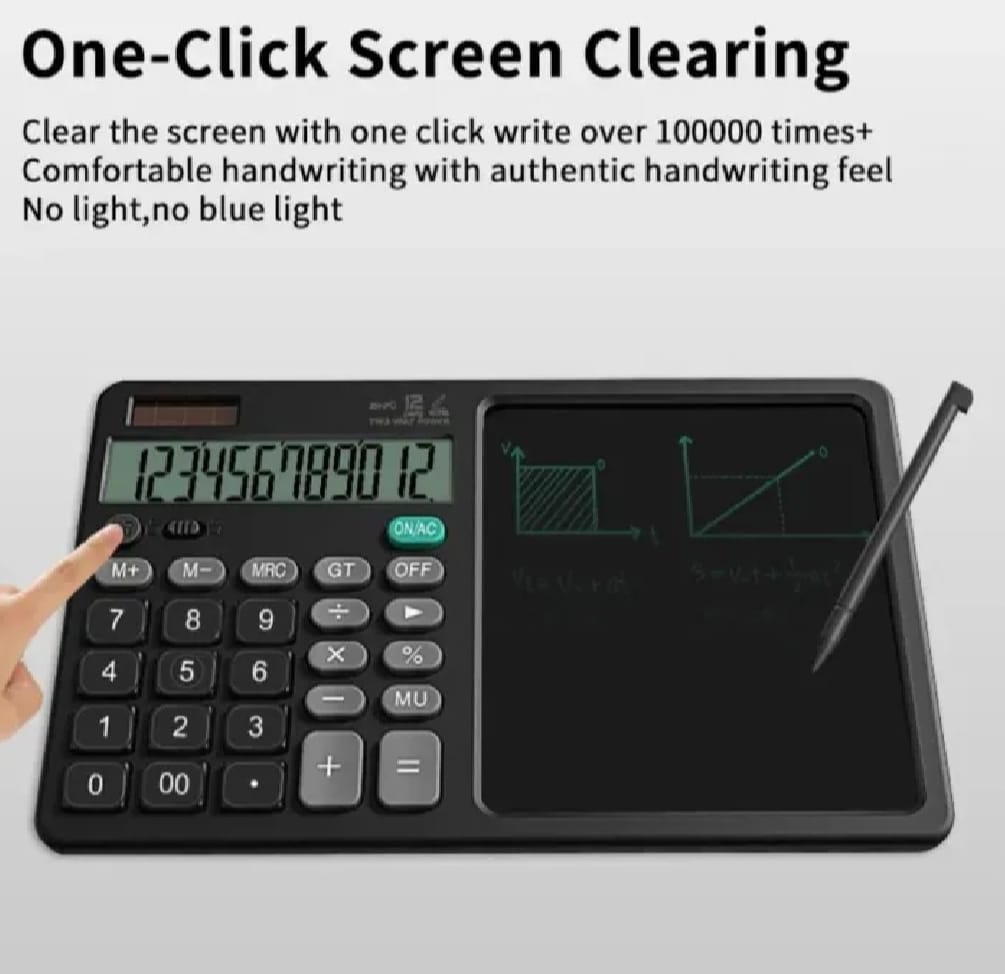 2-in-1 Calculator with LED Writing Tablet – Dual-Function Office & School Gadget | Portable & Eco-Friendly |Random Color
