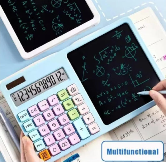 2-in-1 Calculator with LED Writing Tablet – Dual-Function Office & School Gadget | Portable & Eco-Friendly |Random Color